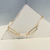 Pulsera óvalos dorados y perlas