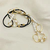 Collar largo perlas y argollas doradas