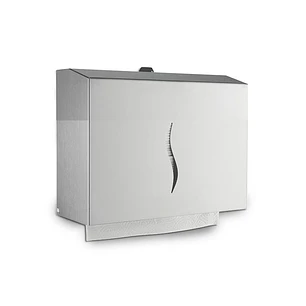 Dispensador Toalhas Papel Mãos Zig-Zag Purtec Inox - Escovado - 300 Toalhas