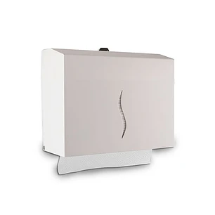 Dispensador Toalhas Papel Mãos Zig-Zag Purtec Metálico - Branco - 300 Toalhas