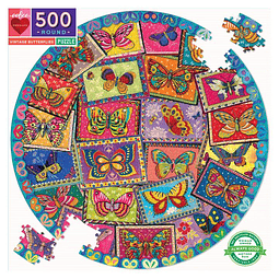 Puzzle 500 Piezas redondo | Mariposas de Época Eeboo 
