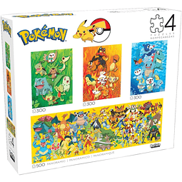 Puzzle 300 y 500 Piezas | Pokémon Multipack (4 en 1) Buffalo Games