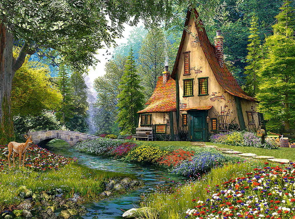 Puzzle 2000 Piezas | Cabaña vieja en el bosque 2