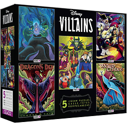 Puzzle (5 en 1) 300, 500, 750 Piezas | Disney Multipack Villains