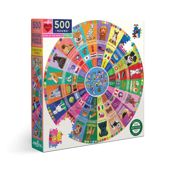 Puzzle 500 Piezas Redondo | Perros del Mundo Eeboo 