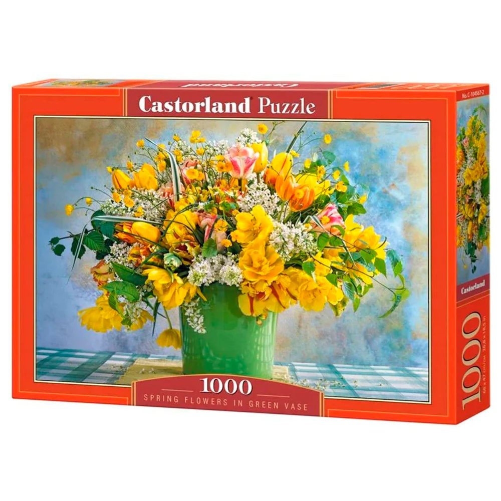 Puzzle 1000 Piezas | Flores de Primavera en Jarrón Verde Castorland 
