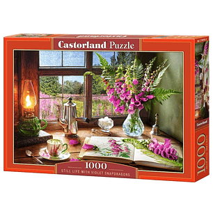 Puzzle 1000 Piezas | Naturaleza Muerta con Bocas de Dragón Violetas Castorland