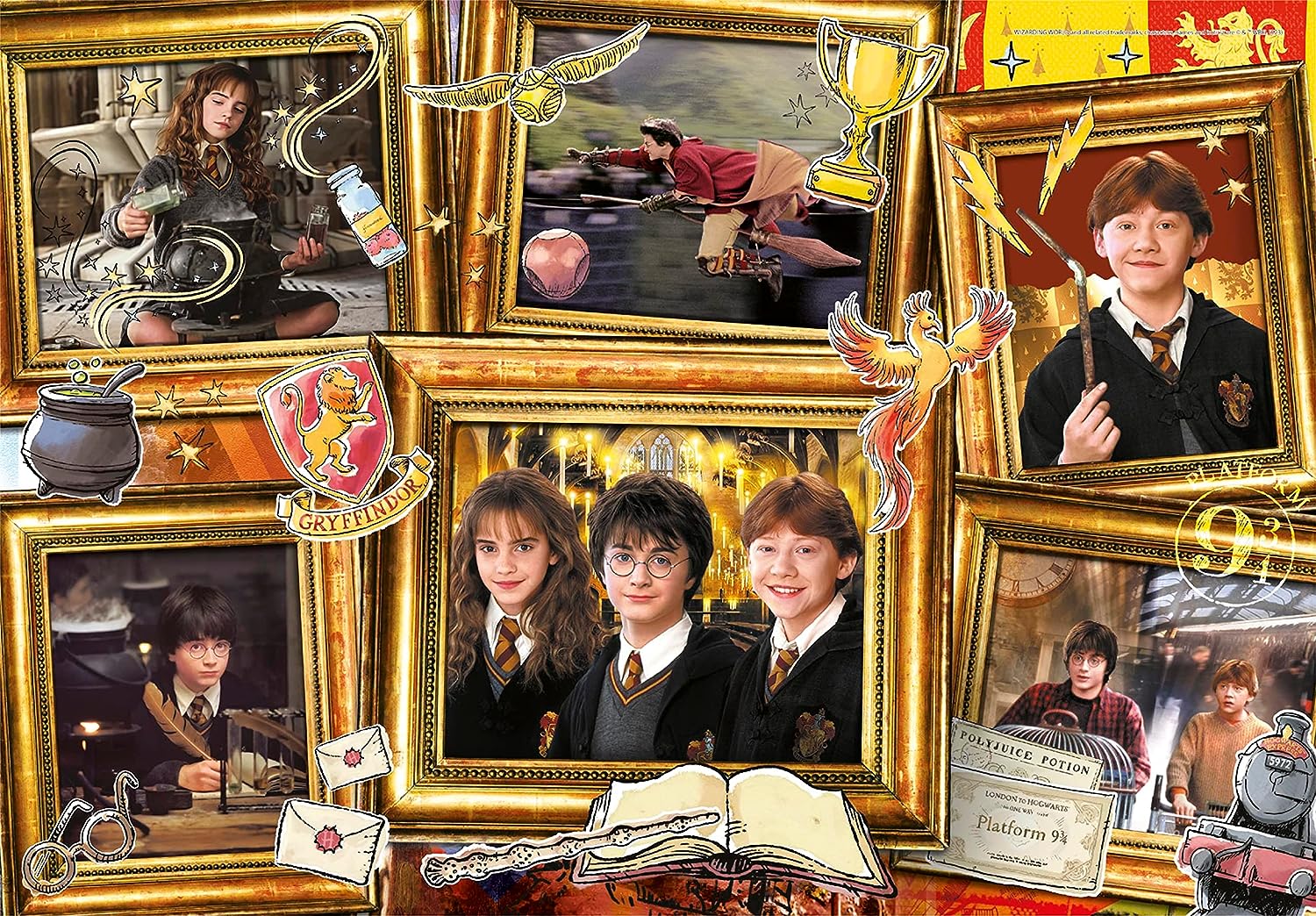 Puzzle 180 Piezas | Harry Potter, Hermione y Ron Clementoni