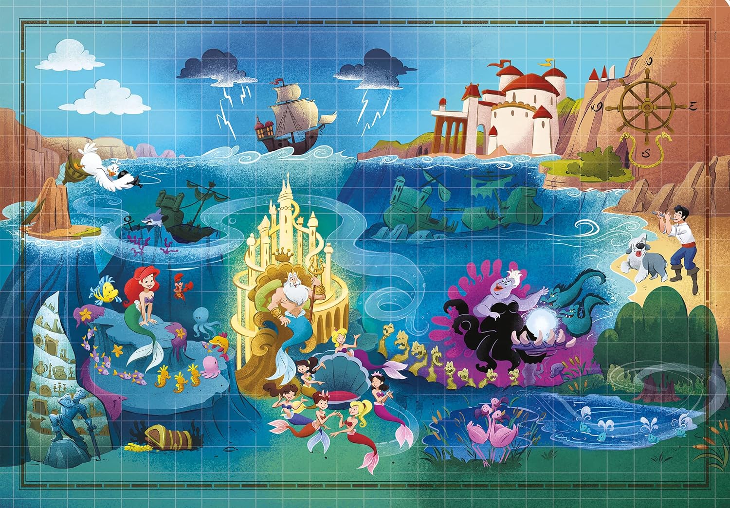Puzzle 1000 Piezas | Disney La Sirenita Story Maps Clementoni