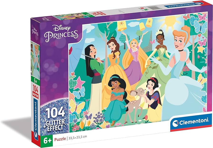 Puzzle Glitter 104 Piezas | Disney Princesas Clementoni