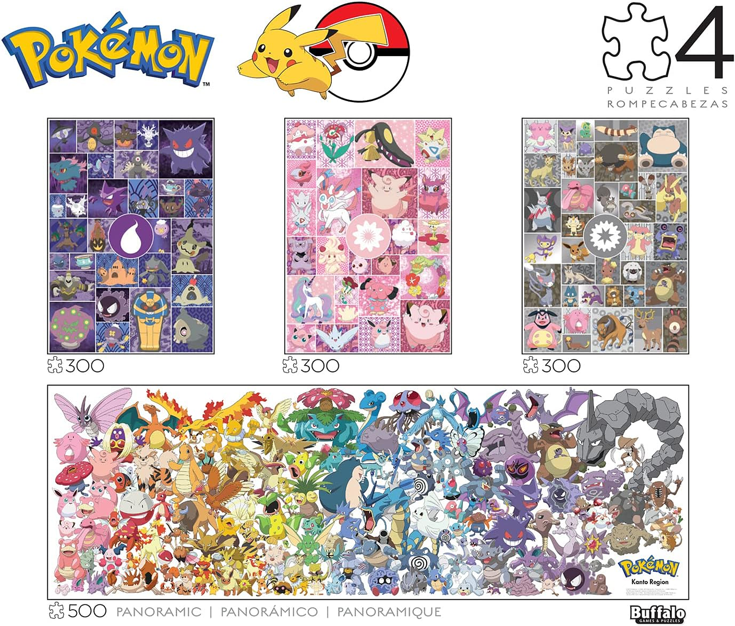 Puzzle (4 en 1) 300 y 500 Piezas | Pokémon Multipack 2 Buffalo Games 6