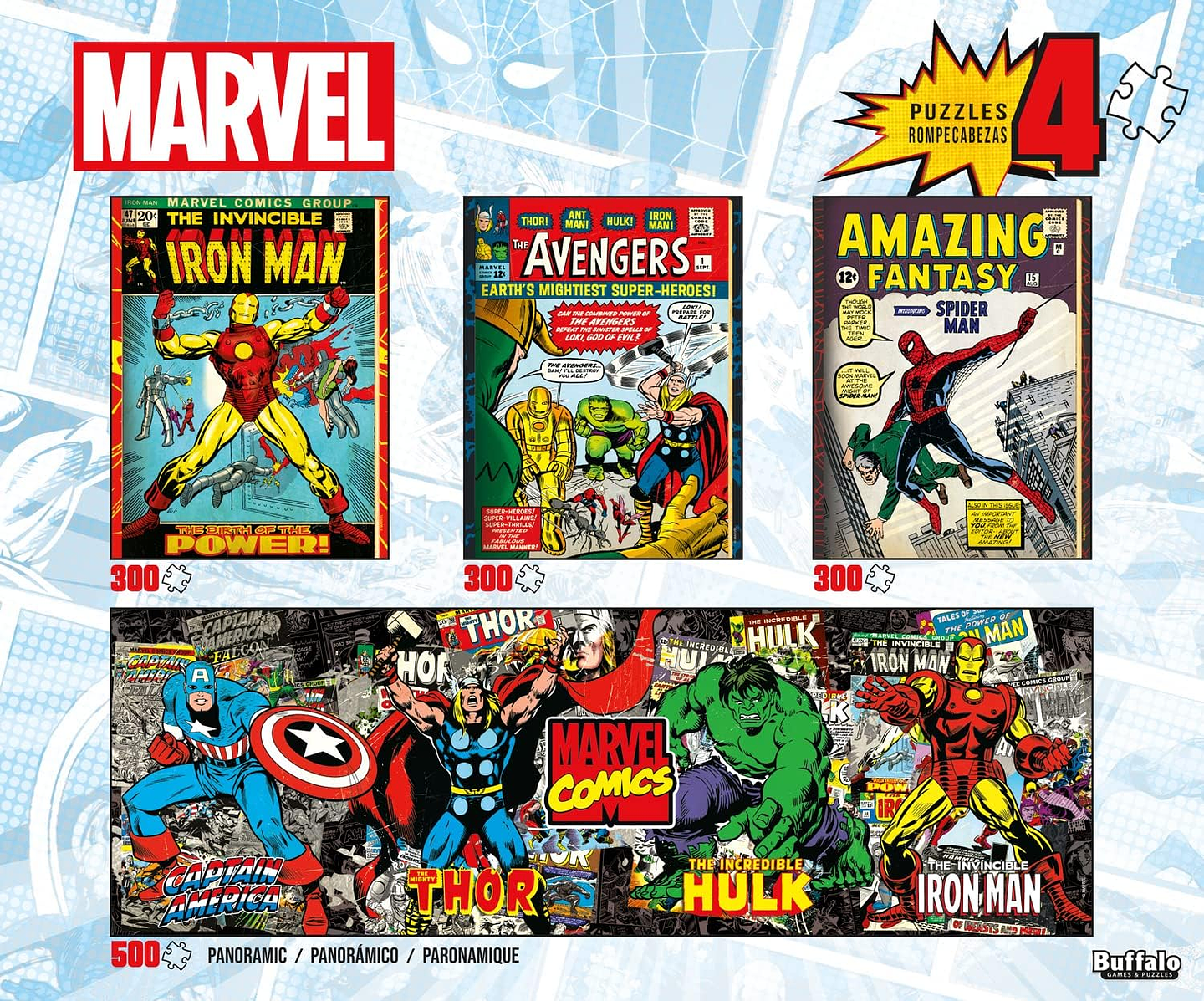 Puzzle (4 en 1) 300 y 500 Piezas | Marvel Avengers Multipack 6