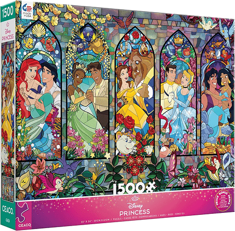 Puzzle 1500 Piezas | Disney Vitral de Princesas Ceaco