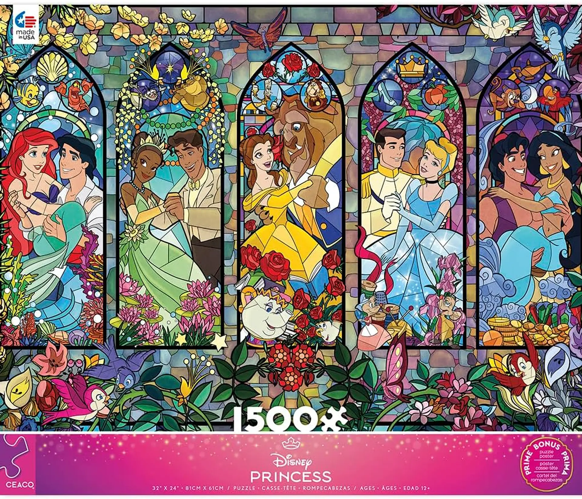 Puzzle 1500 Piezas | Disney Vitral de Princesas Ceaco 4