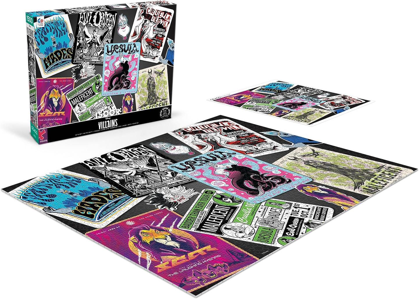 Puzzle 1500 Piezas | Disney Villanos Rock Posters 3