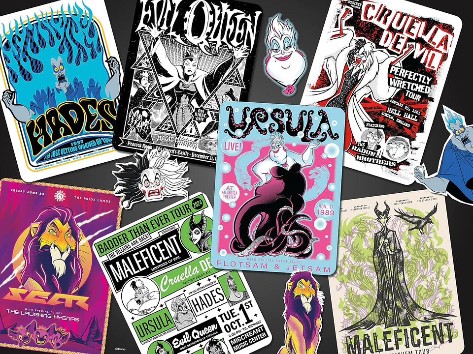 Puzzle 1500 Piezas | Disney Villanos Rock Posters 2