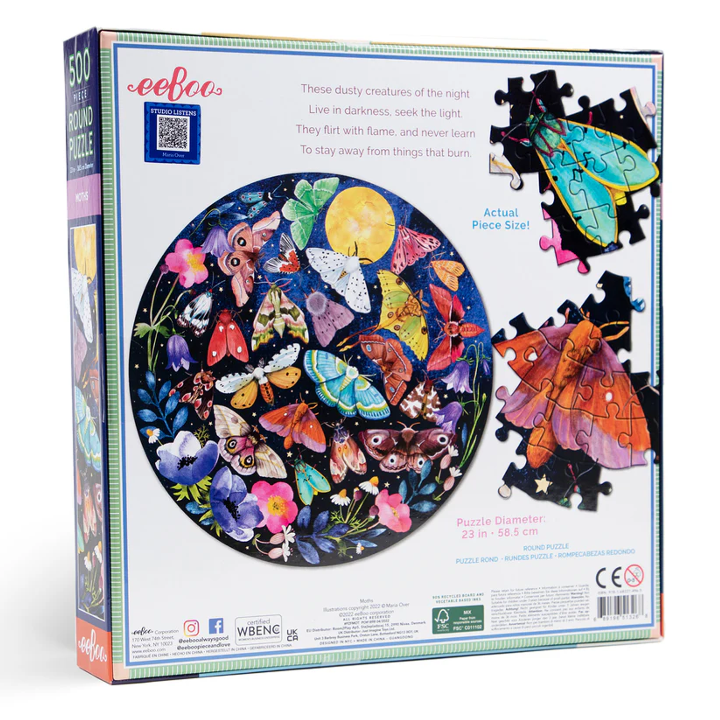 Puzzle 500 Piezas Redondo | Mariposa Nocturna Eeboo 4