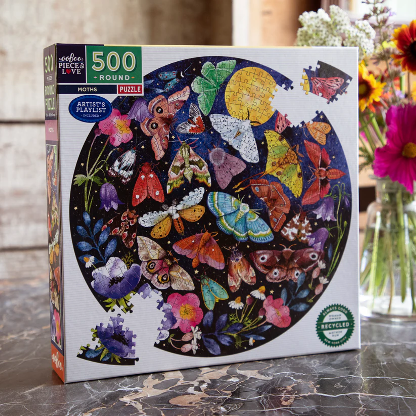 Puzzle 500 Piezas Redondo | Mariposa Nocturna Eeboo 5