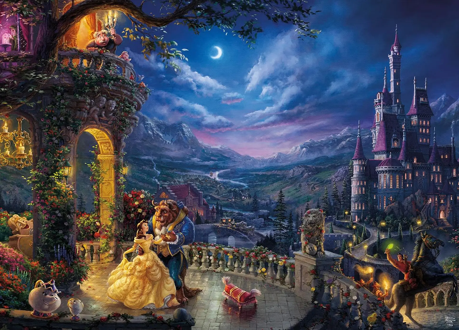Puzzle 1000 Piezas | Disney La Bella y la Bestia Bailando a la Luz de la Luna  2