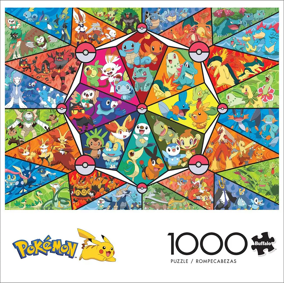 Puzzle 1000 piezas | Pokémon Iniciales en Mosaico de Vitrales 1