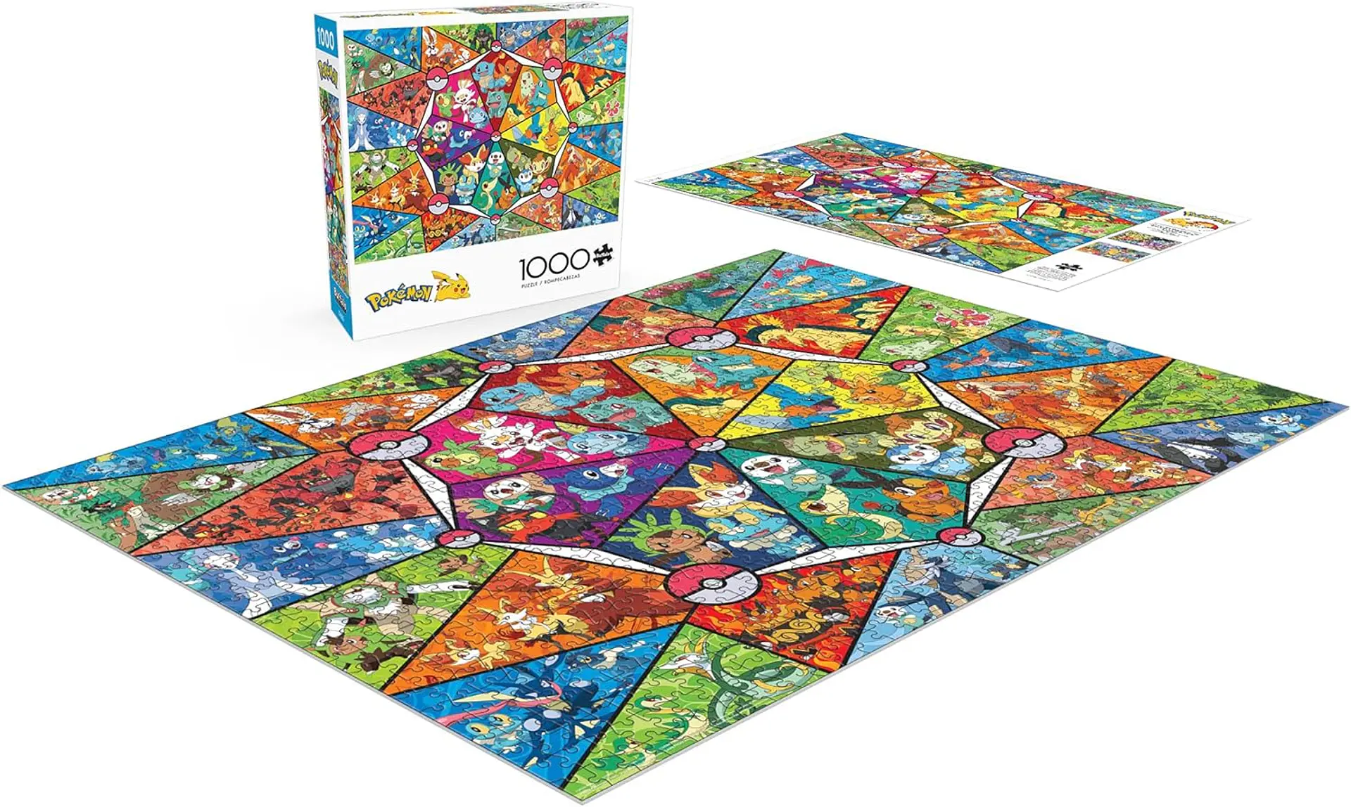 Puzzle 1000 piezas | Pokémon Iniciales en Mosaico de Vitrales 2
