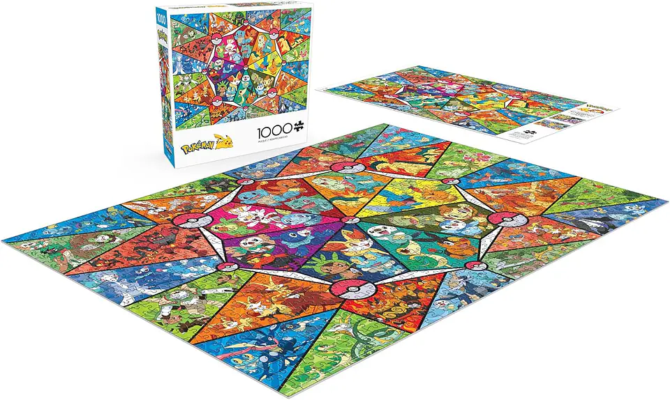 Puzzle 1000 piezas | Pokémon Iniciales en Mosaico de Vitrales 2