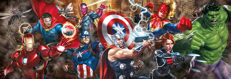 Puzzle 1000 Piezas Panorámico | Marvel Los Vengadores 2