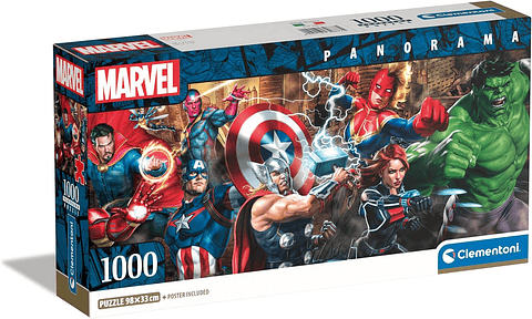 Puzzle 1000 Piezas Panorámico | Marvel Los Vengadores Clementoni