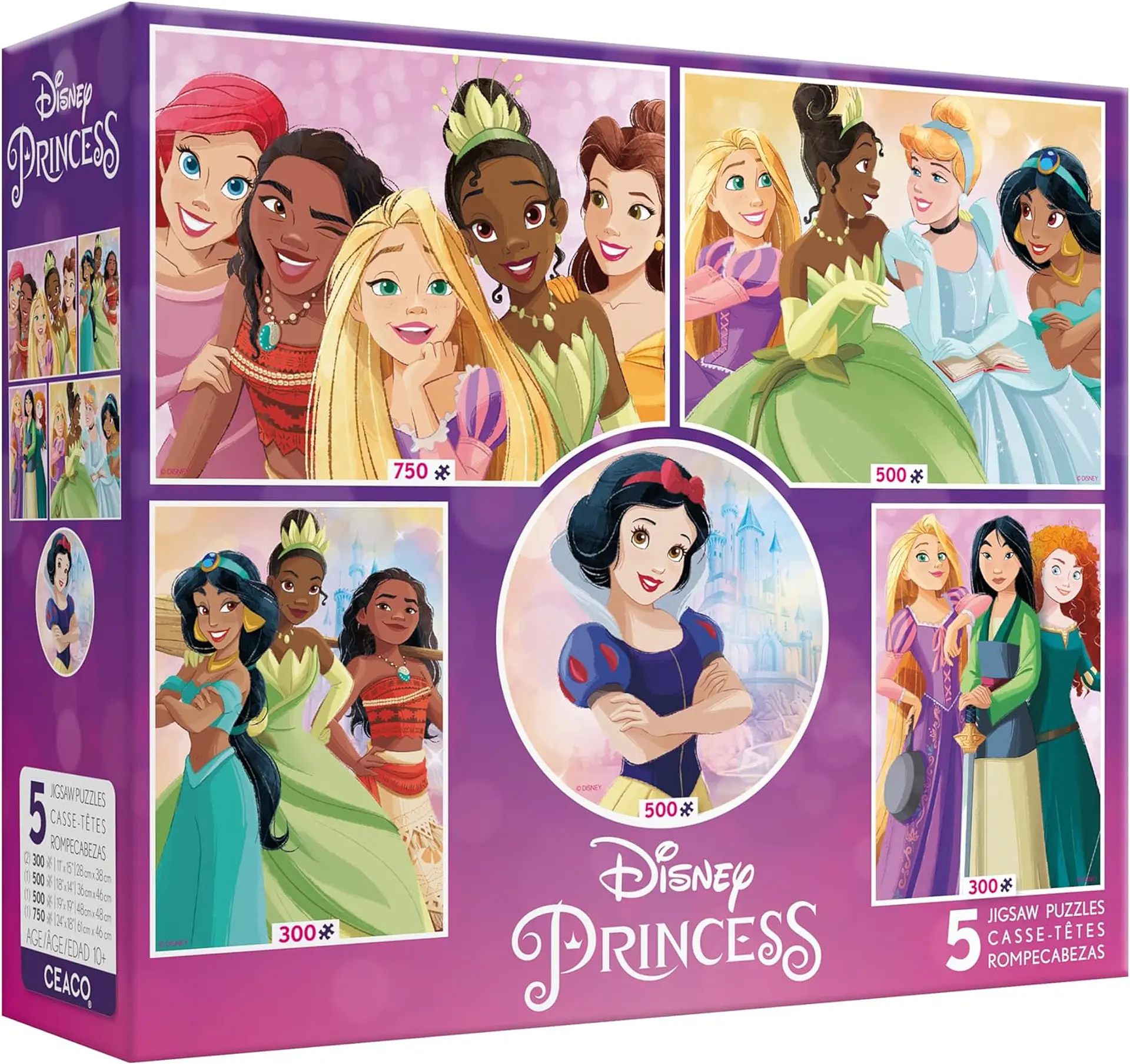 Puzzle (5 en 1) 300, 500, 750 Piezas | Disney Princesas Multipack 1