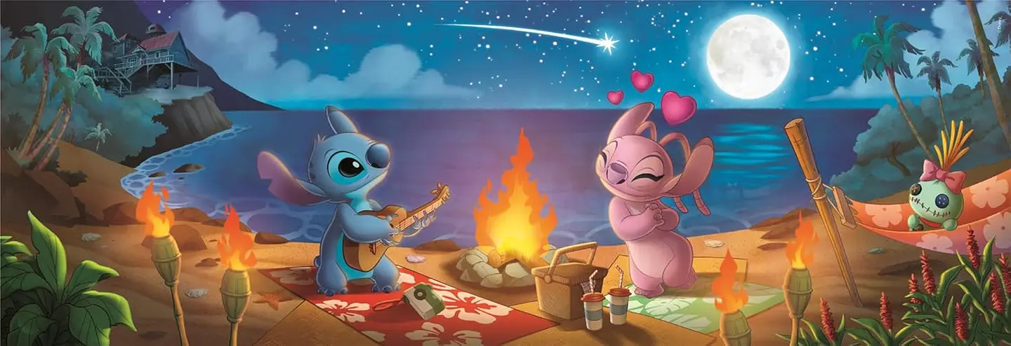 Puzzle 1000 Piezas Panorámico | Disney Stitch y Angel 2