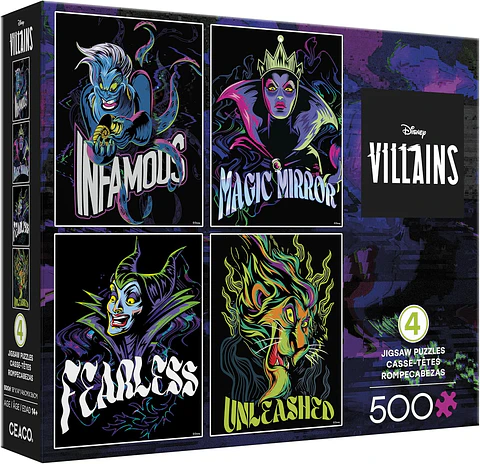 Puzzle (4 en 1) 500 piezas c/u | Disney Multipack Villanos