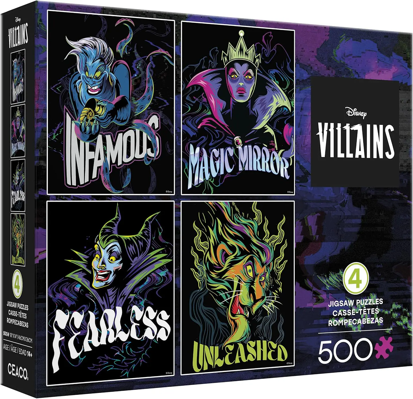 Puzzle (4 en 1) 500 piezas c/u | Disney Multipack Villanos 1