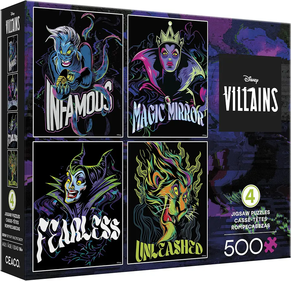 Puzzle (4 en 1) 500 piezas c/u | Disney Multipack Villanos 1