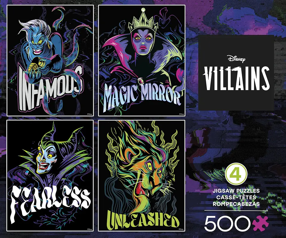 Puzzle (4 en 1) 500 piezas c/u | Disney Multipack Villanos 6