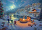Puzzle 1000 Piezas | Disney Mickey y Minnie en la fogata de Navidad - Miniatura 2