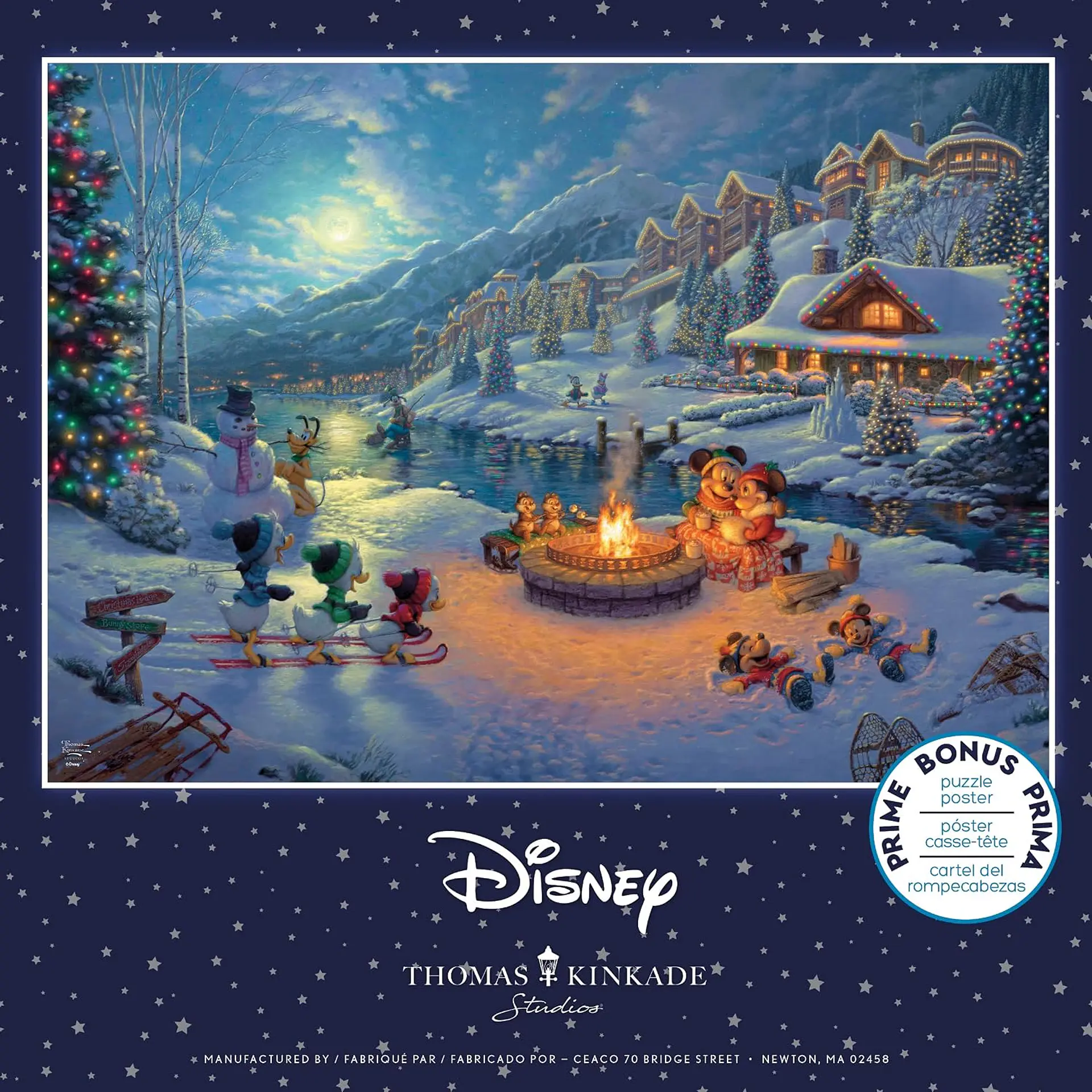 Puzzle 1000 Piezas | Disney Mickey y Minnie en la fogata de Navidad 3