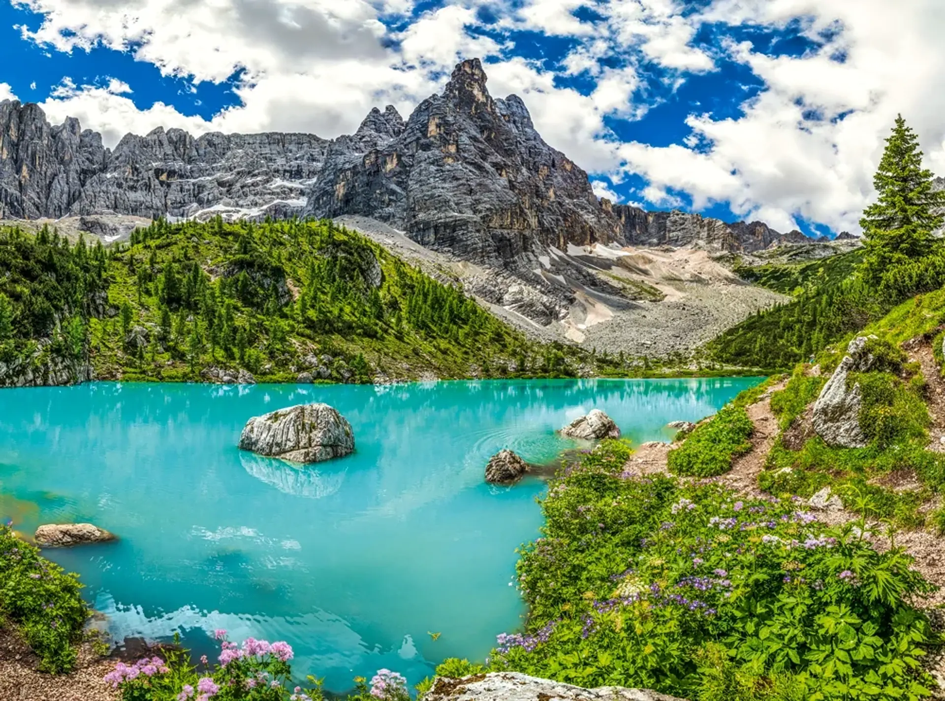 Puzzle 2000 Piezas | Lago Sorapis, Alpes, Italia 2