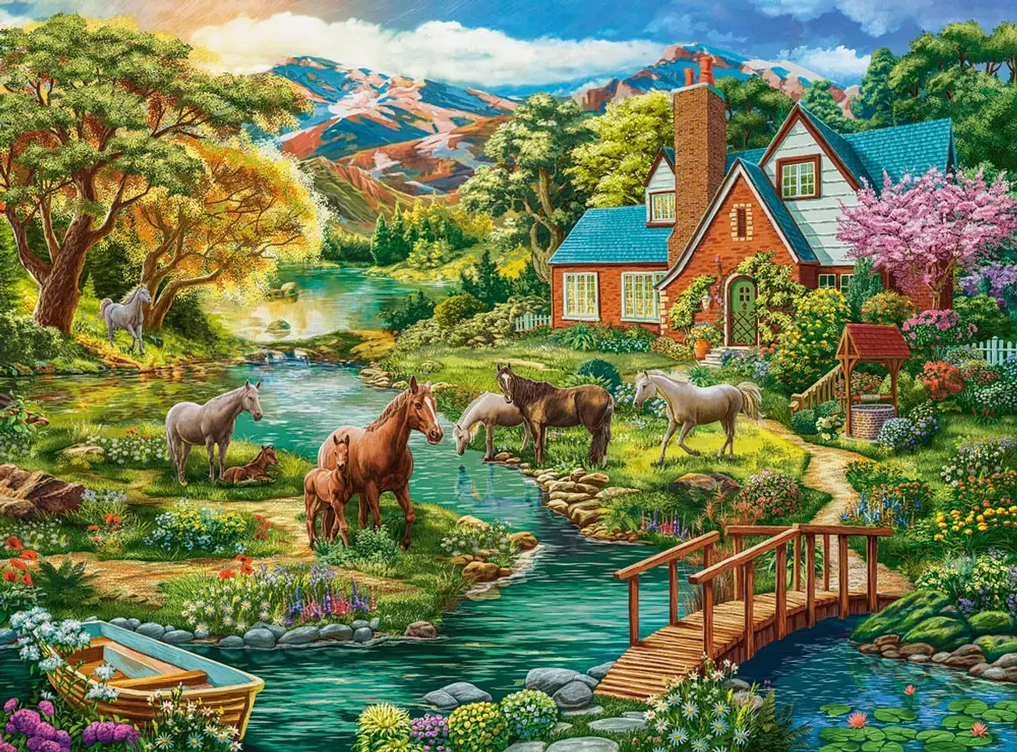 Puzzle 2000 Piezas | Casa Idílica con Caballos 2