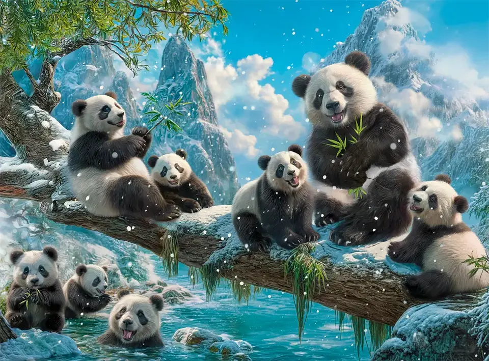 Puzzle 2000 Piezas | Diversión Invernal de los Pandas 2