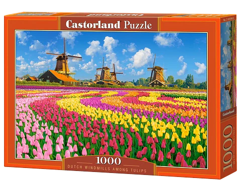 Puzzle 1000 Piezas | Molinos Holandeses entre Tulipanes