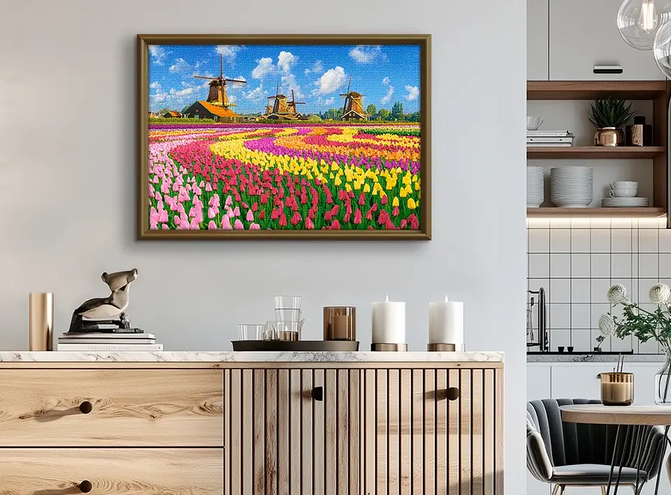 Puzzle 1000 Piezas | Molinos Holandeses entre Tulipanes 3