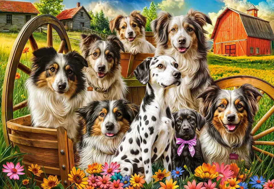 Puzzle 1000 Piezas | Perros Felices en el Campo 3
