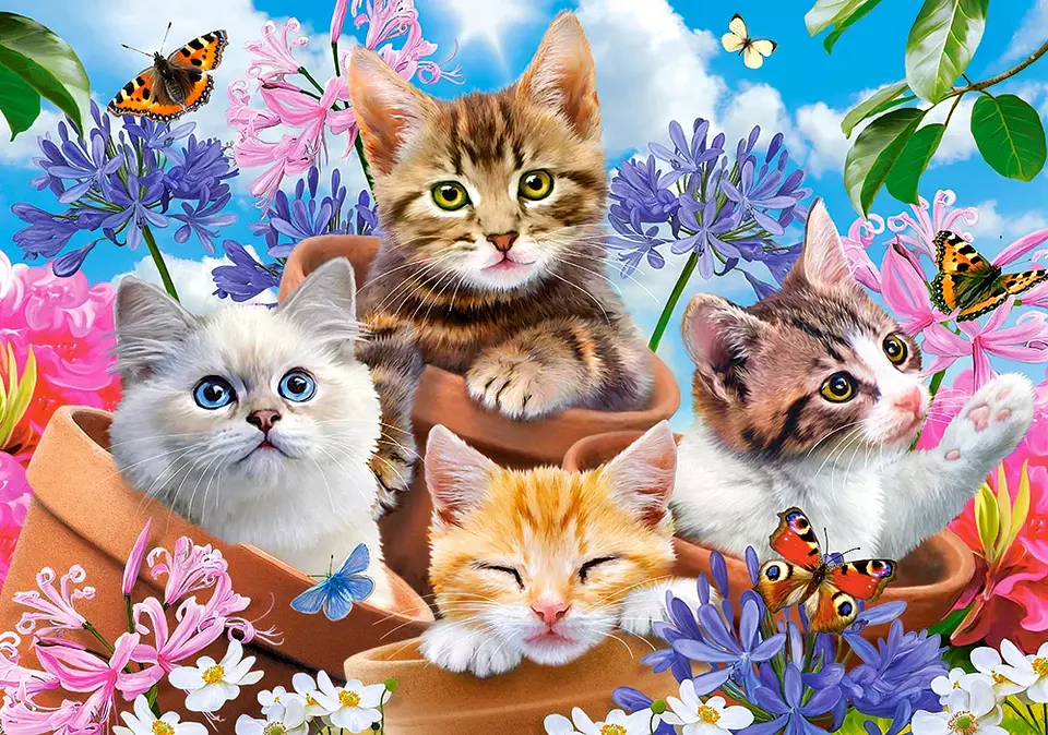 Puzzle 500 Piezas | Gatitos con Flores 2