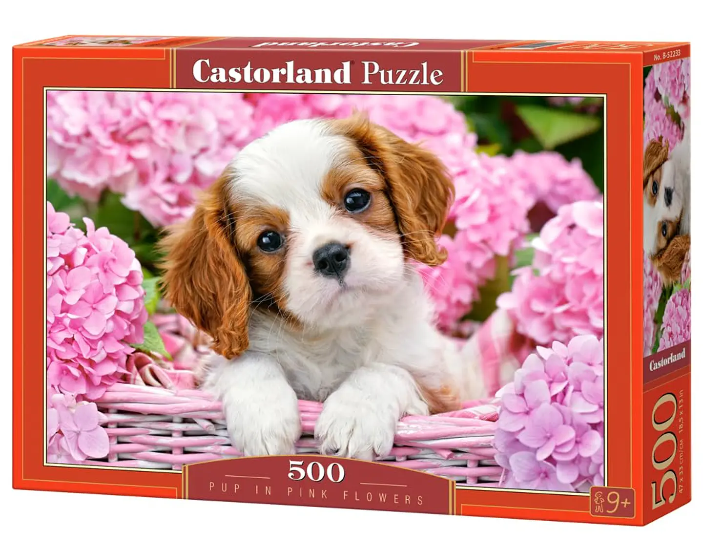 Puzzle 500 Piezas | Cachorro entre Flores Rosadas 1