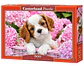 Puzzle 500 Piezas | Cachorro entre Flores Rosadas - Miniatura 1