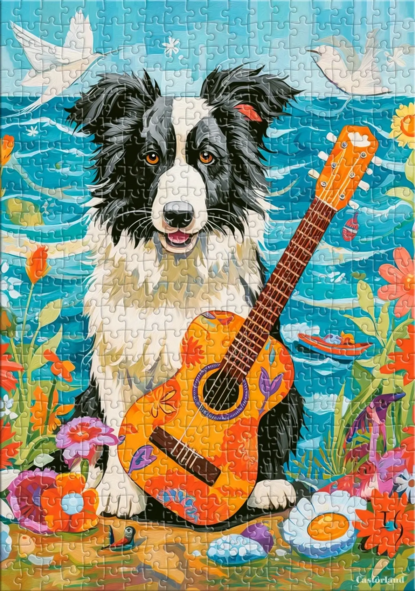 Puzzle 500 Piezas | Collie, Guitarra y el Mar 4