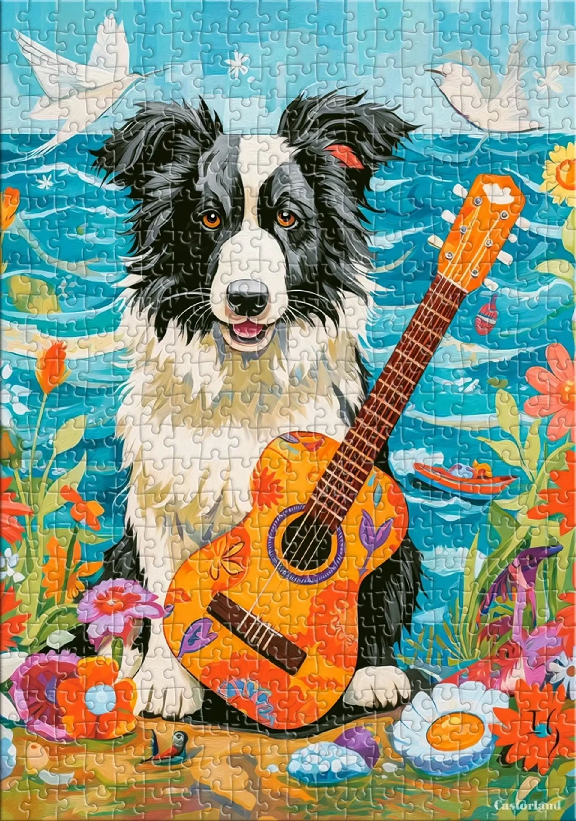 Puzzle 500 Piezas | Collie, Guitarra y el Mar 4