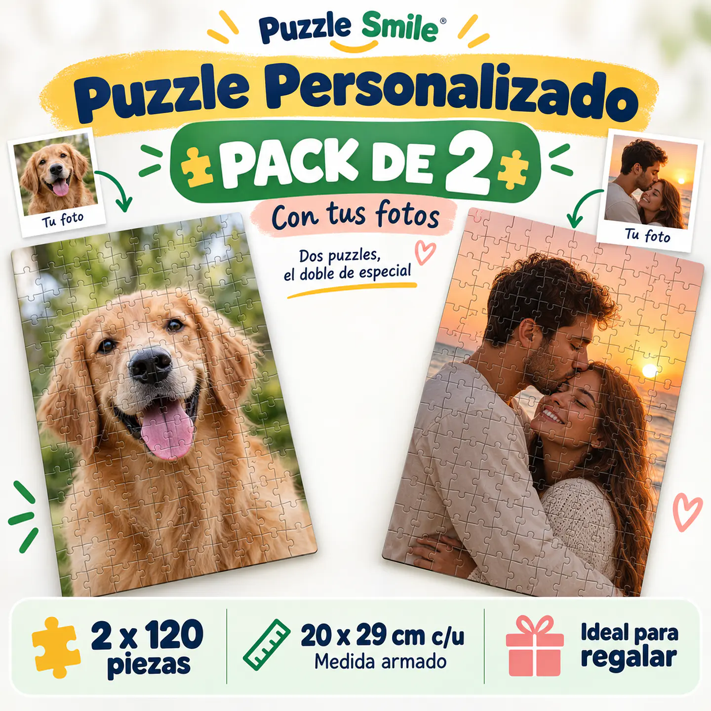 Pack 2 Puzzles Personalizados 120 Piezas - Con tu Foto 1