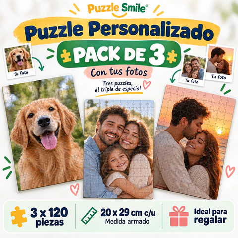 Pack 3 Puzzles Personalizados 120 Piezas - Con tu Foto