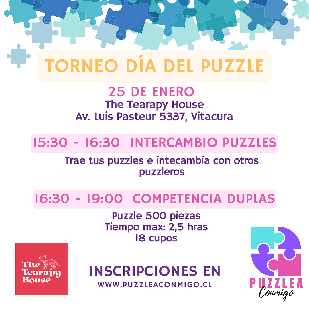 Día del Puzzle - Torneo Puzzlea Conmigo -  Duplas Adulto - 25 de enero - 16:30 hrs - The Tearapy House Vitacura  2